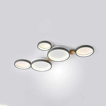 Nordic Round LED Flush Mount Ceiling Light, Wood and Aluminum