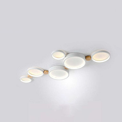 Nordic Round LED Flush Mount Ceiling Light, Wood and Aluminum