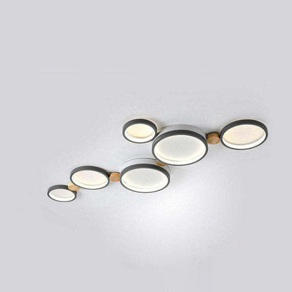 Nordic Round LED Flush Mount Ceiling Light, Wood and Aluminum