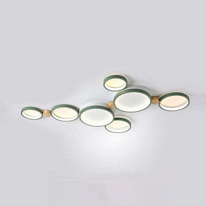 Nordic Round LED Flush Mount Ceiling Light, Wood and Aluminum