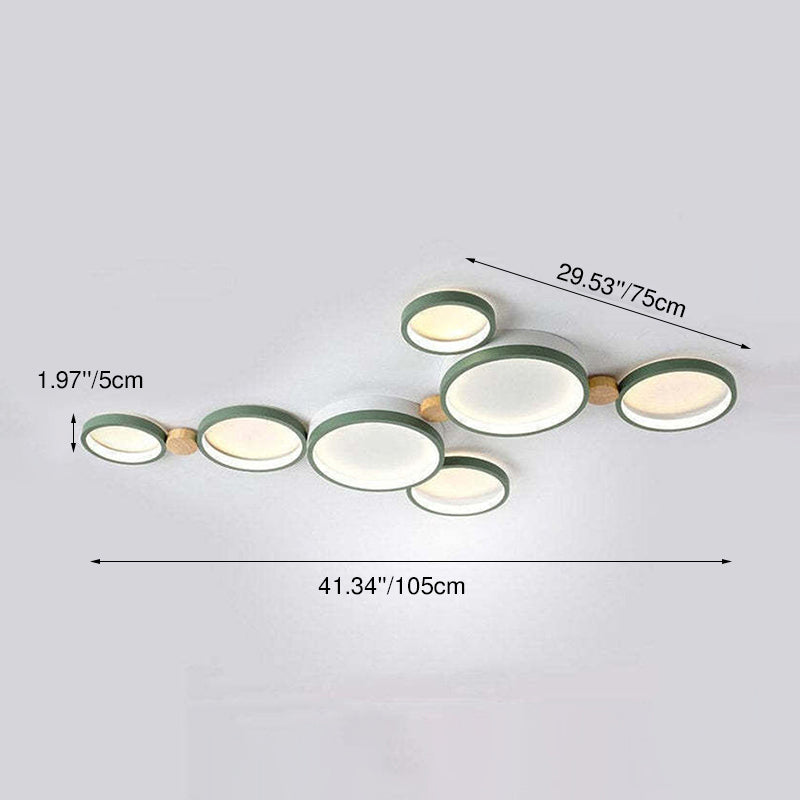 Nordic Round LED Flush Mount Ceiling Light, Wood and Aluminum