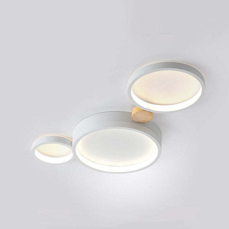 Nordic Round LED Flush Mount Ceiling Light, Wood and Aluminum
