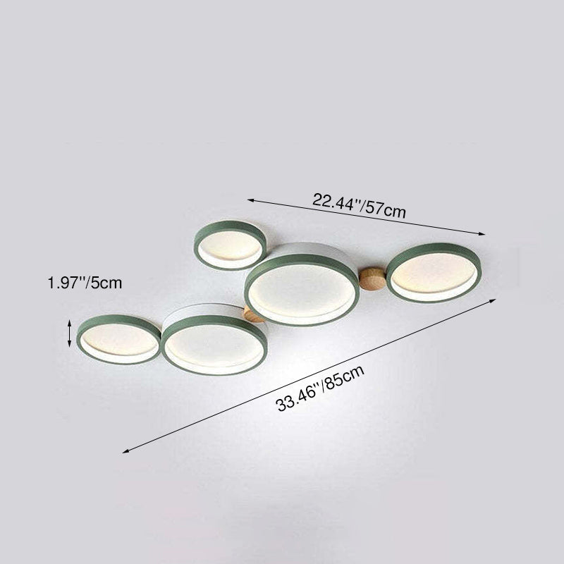 Nordic Round LED Flush Mount Ceiling Light, Wood and Aluminum