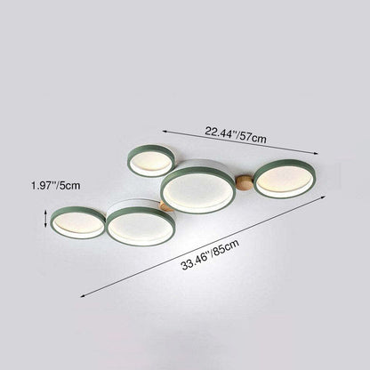Nordic Round LED Flush Mount Ceiling Light, Wood and Aluminum