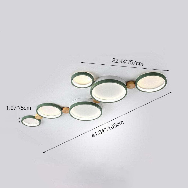 Nordic Round LED Flush Mount Ceiling Light, Wood and Aluminum