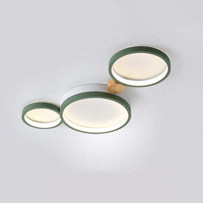 Nordic Round LED Flush Mount Ceiling Light, Wood and Aluminum