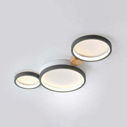 Nordic Round LED Flush Mount Ceiling Light, Wood and Aluminum