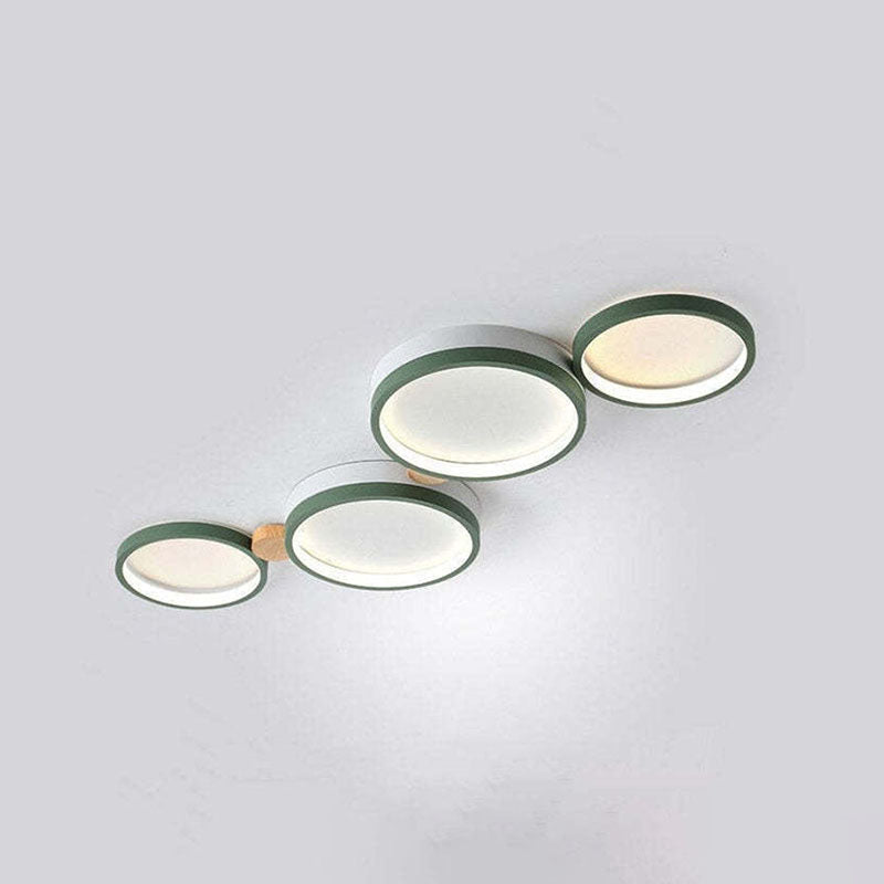 Nordic Round LED Flush Mount Ceiling Light, Wood and Aluminum