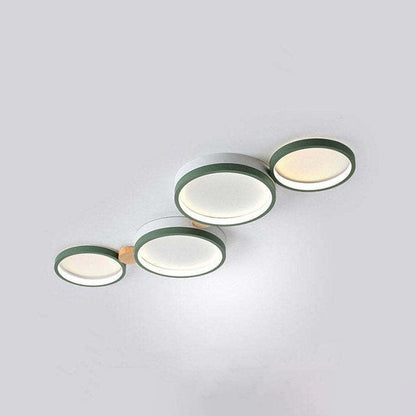 Nordic Round LED Flush Mount Ceiling Light, Wood and Aluminum