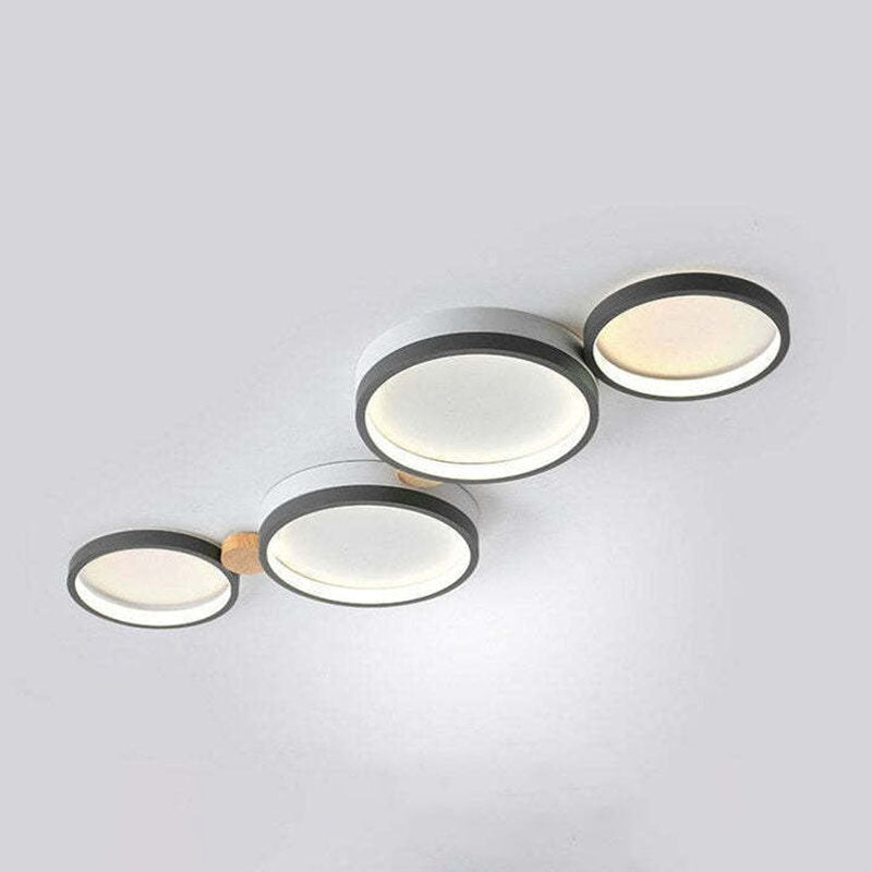 Nordic Round LED Flush Mount Ceiling Light, Wood and Aluminum