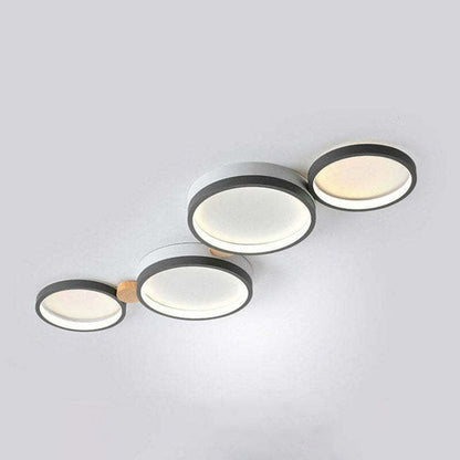 Nordic Round LED Flush Mount Ceiling Light, Wood and Aluminum