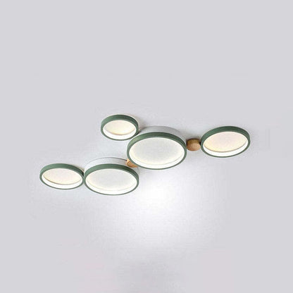 Nordic Round LED Flush Mount Ceiling Light, Wood and Aluminum