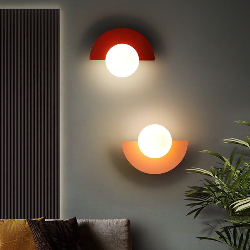 Spherical Glass Wall Sconce, Colorful Semicircle Design