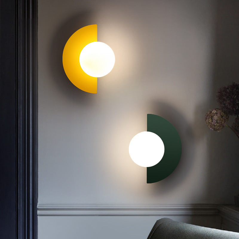 Spherical Glass Wall Sconce, Colorful Semicircle Design