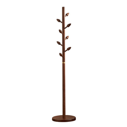 Rubber Wood Coat Rack Tree, Flower Bud Design, 8 Hooks