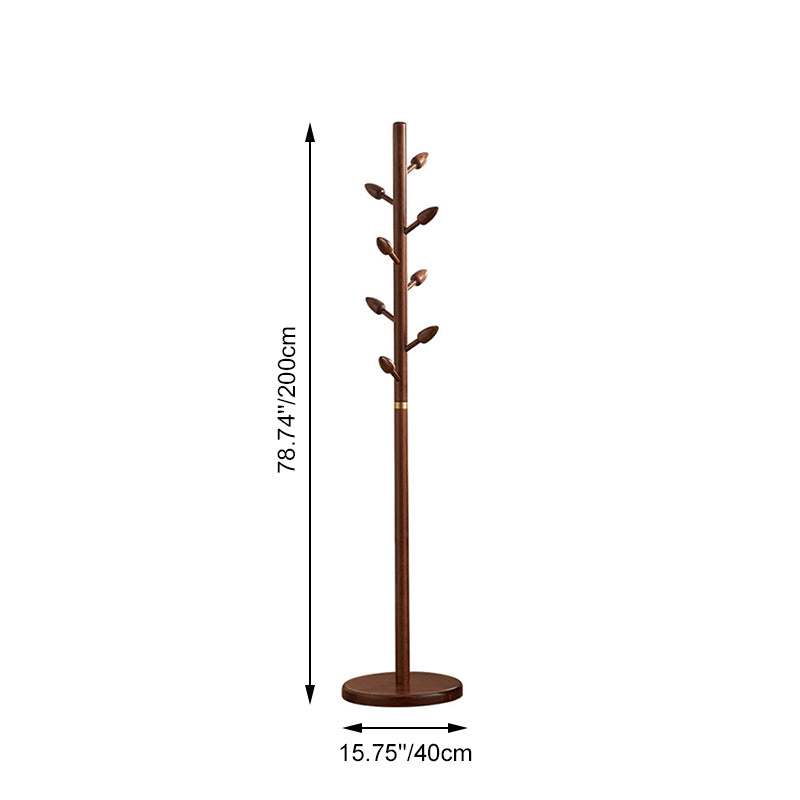 Rubber Wood Coat Rack Tree, Flower Bud Design, 8 Hooks