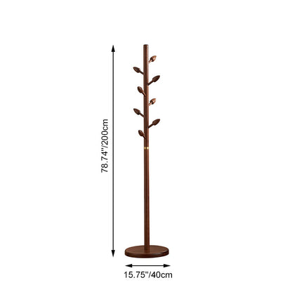 Rubber Wood Coat Rack Tree, Flower Bud Design, 8 Hooks