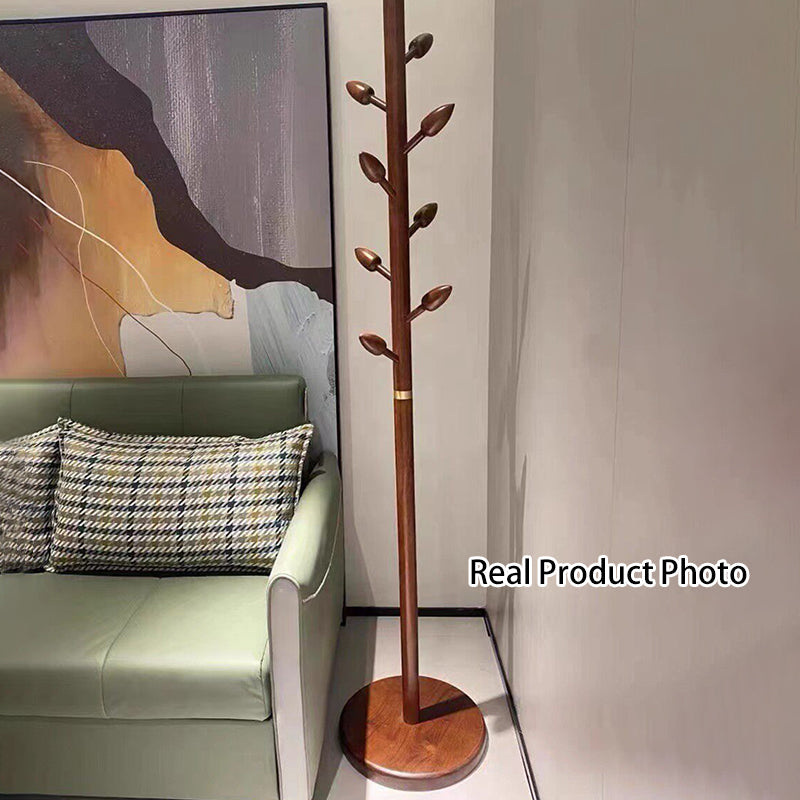Rubber Wood Coat Rack Tree, Flower Bud Design, 8 Hooks