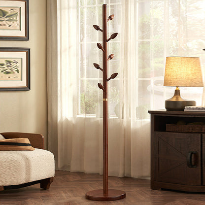 Rubber Wood Coat Rack Tree, Flower Bud Design, 8 Hooks