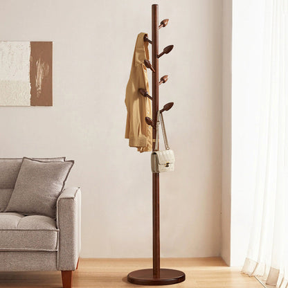 Rubber Wood Coat Rack Tree, Flower Bud Design, 8 Hooks