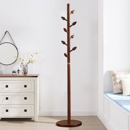 Rubber Wood Coat Rack Tree, Flower Bud Design, 8 Hooks