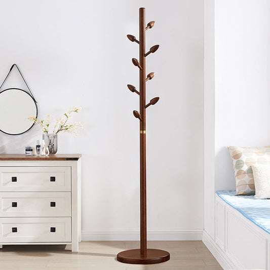 Rubber Wood Coat Rack Tree, Flower Bud Design, 8 Hooks