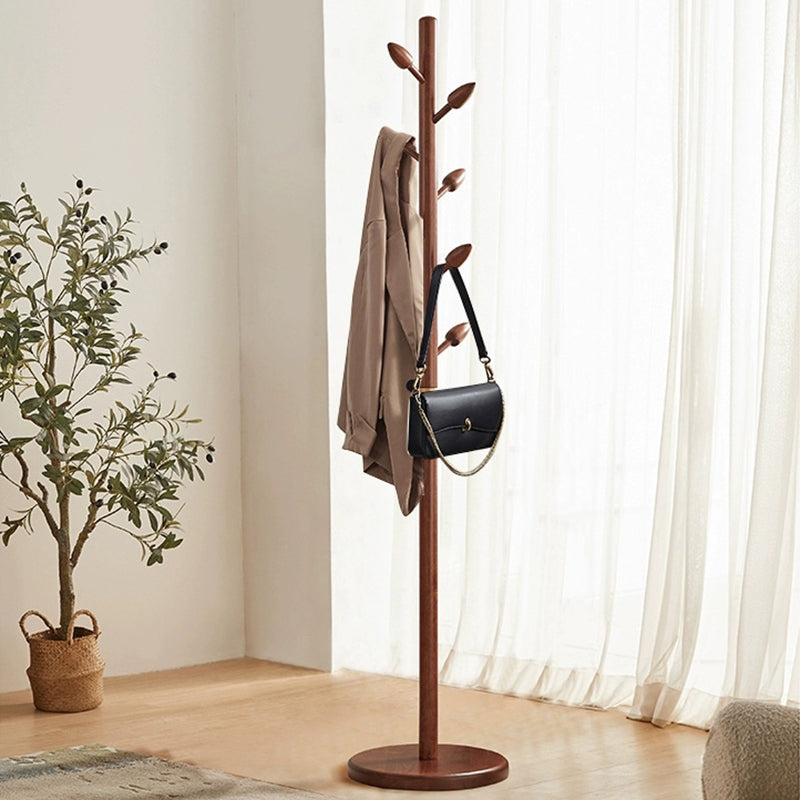 Rubber Wood Coat Rack Tree, Flower Bud Design, 8 Hooks