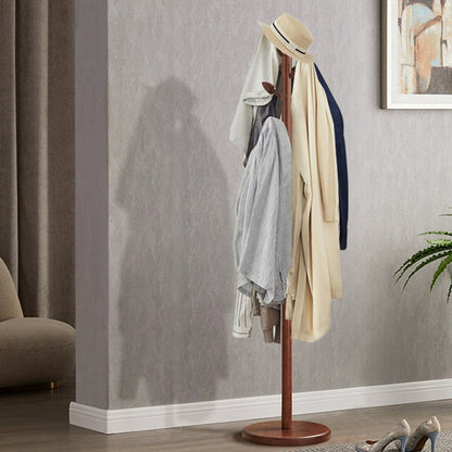Rubber Wood Coat Rack Tree, Flower Bud Design, 8 Hooks