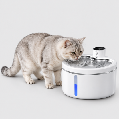 Stainless Steel Pet Water Fountain for Cats & Small Dogs, Battery-Powered with Sensor