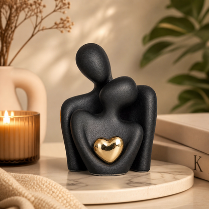 MonoHeart Sculpture, Modern Minimalist Ceramic Couple Figurine