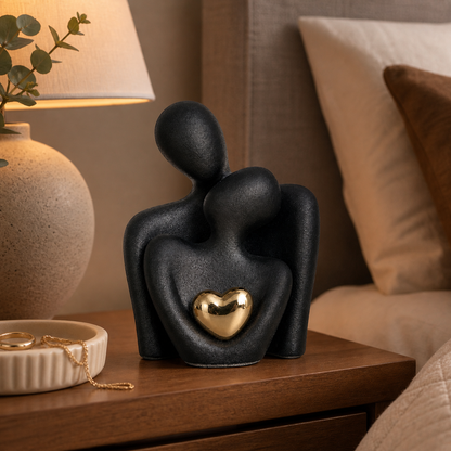 MonoHeart Sculpture, Modern Minimalist Ceramic Couple Figurine