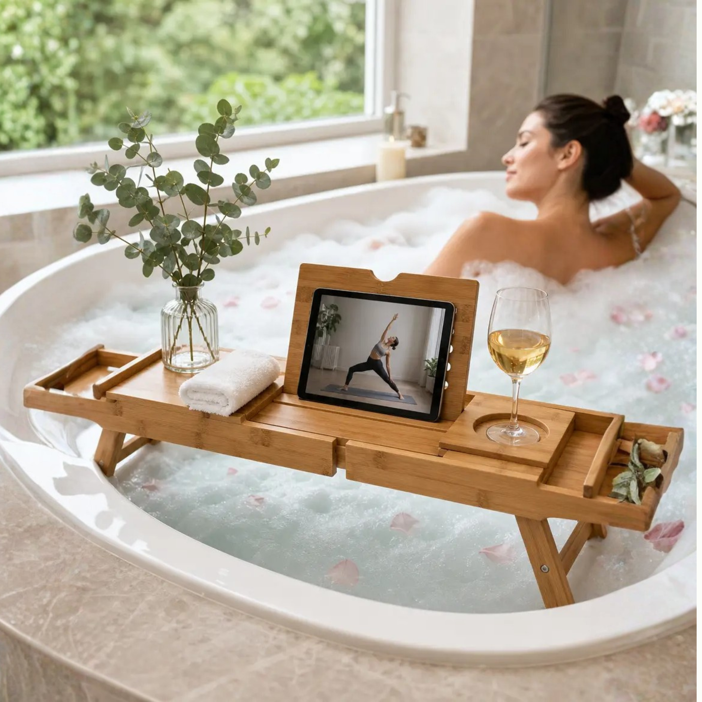 Cleo | Adjustable Bamboo Bath Tray 5