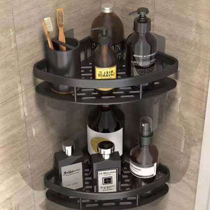 Contemporary aluminium shower caddy | Modern wall-mounted shower organizer with curved design 5