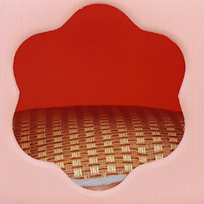 Flower-Shaped Velvet Cat Bed, Faux Rattan Base