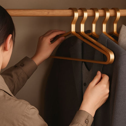 Metal Clothes Hangers, Gold, 45x18 cm, Aluminum, Non-Slip, Set of 4