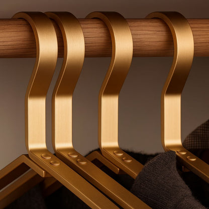 Metal Clothes Hangers, Gold, 45x18 cm, Aluminum, Non-Slip, Set of 4