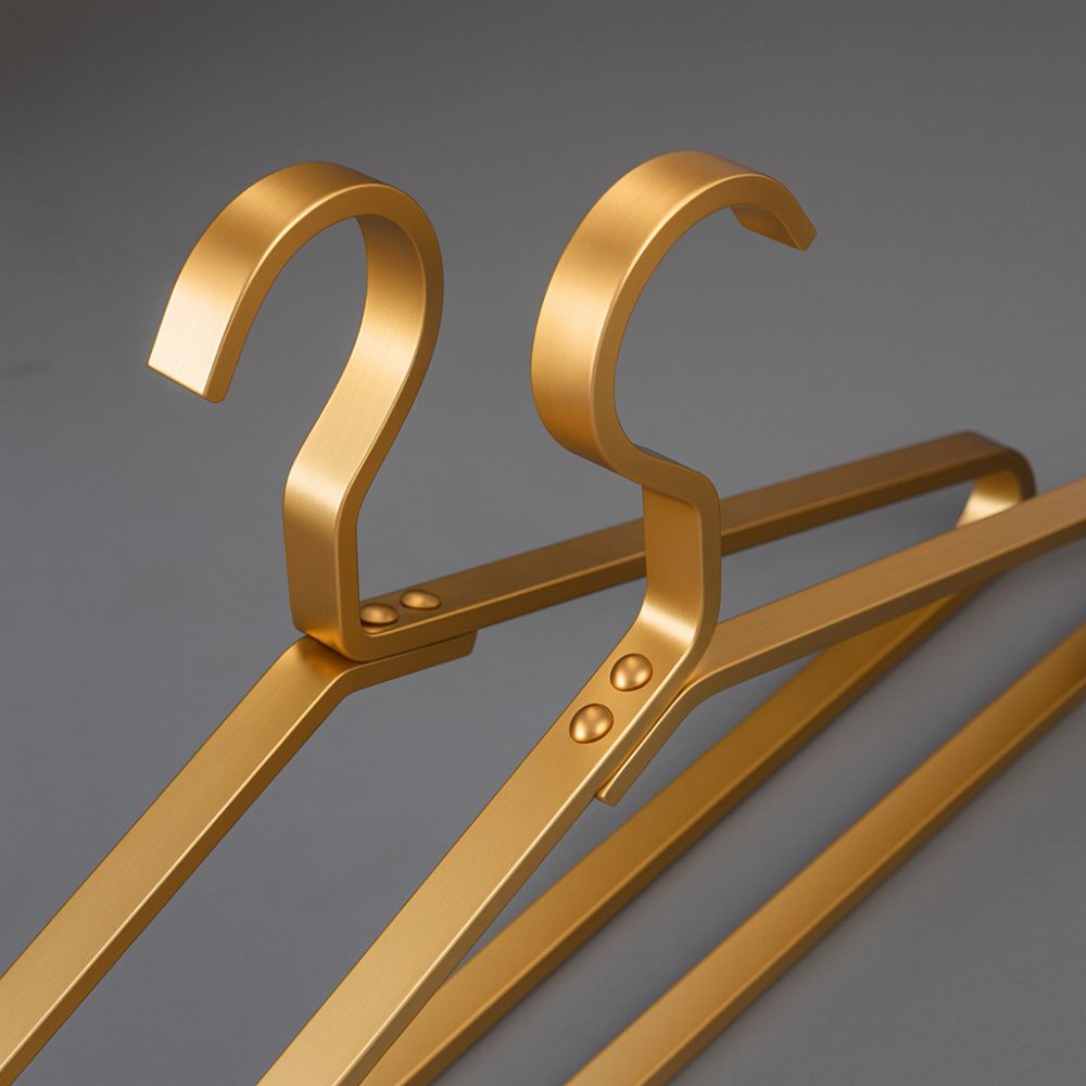Metal Clothes Hangers, Gold, 45x18 cm, Aluminum, Non-Slip, Set of 4