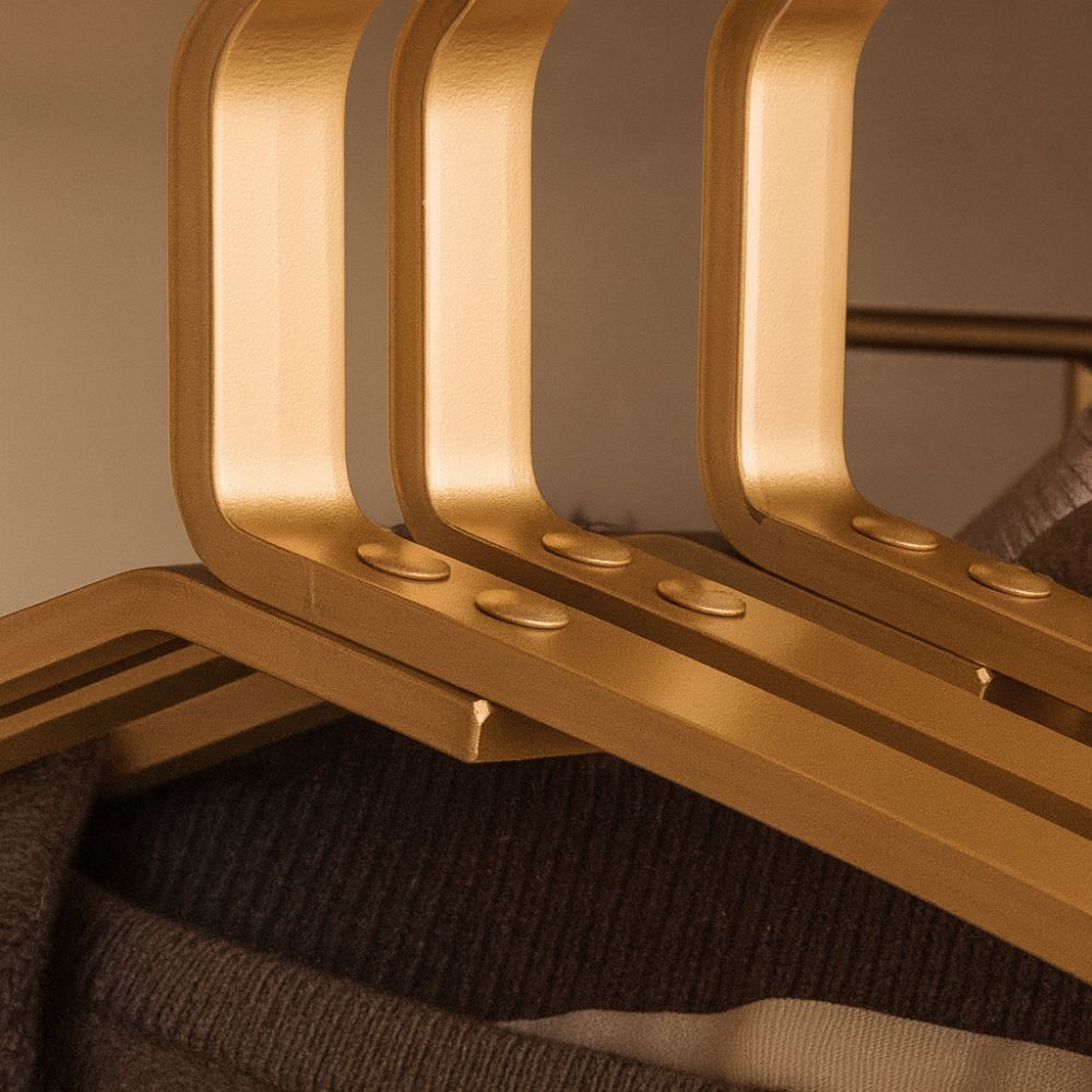 Metal Clothes Hangers, Gold, 45x18 cm, Aluminum, Non-Slip, Set of 4