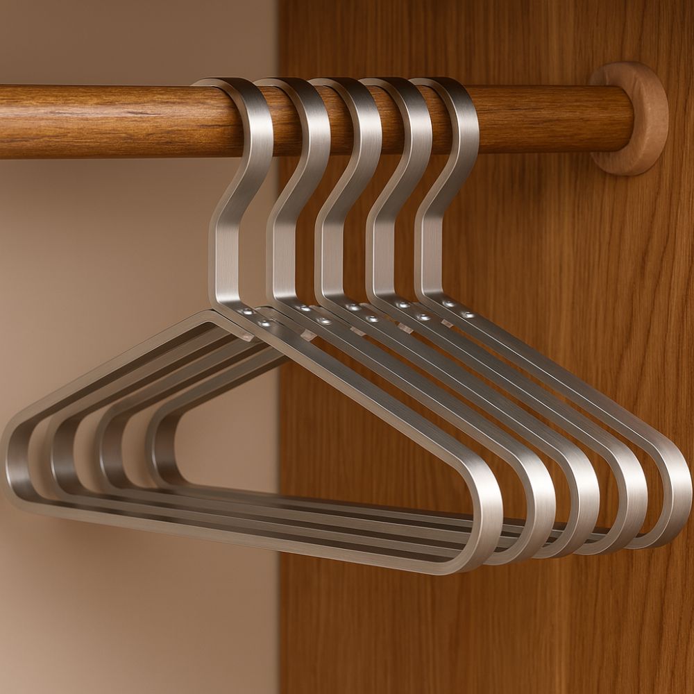 Metal Clothes Hangers, Gold, 45x18 cm, Aluminum, Non-Slip, Set of 4
