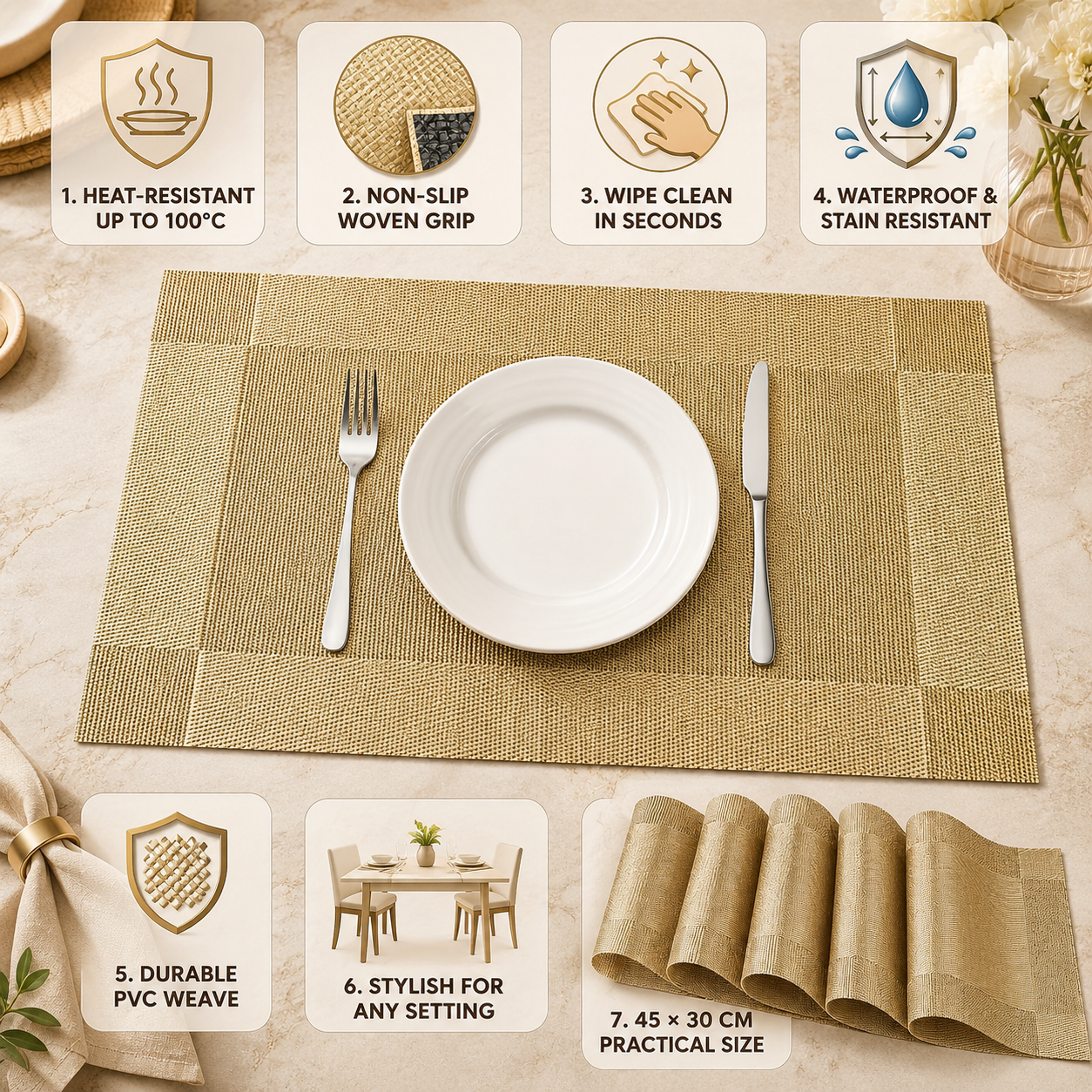 Elena | Woven Heat-Resistant Placemats 4