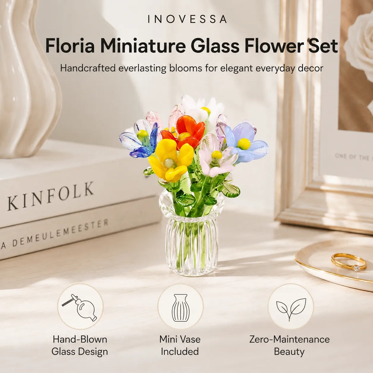 Floria Miniature Glass Flower Set
