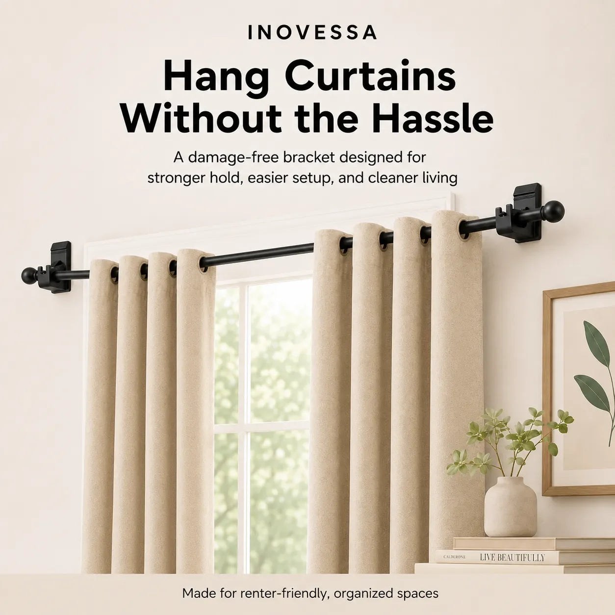 Halden No-Drill Curtain Rod Brackets