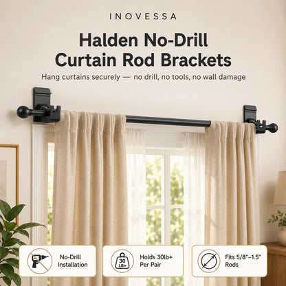 Halden No-Drill Curtain Rod Brackets