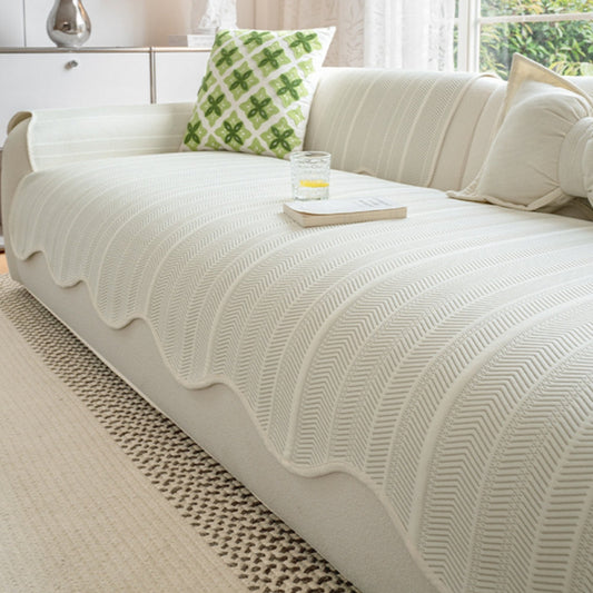Microfiber herringbone sofa cover | Elegant slipcover for year-round protection 0