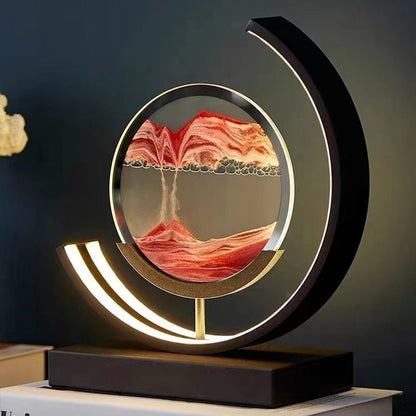 Modern acrylic LED table lamp | Unique rotating sand art bedside light 1