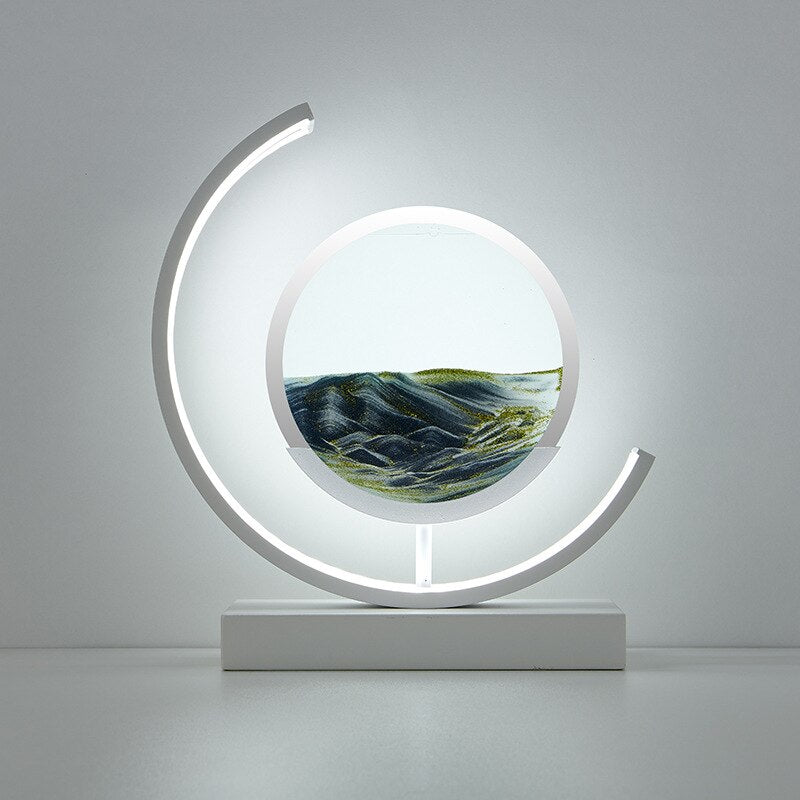 Modern acrylic LED table lamp | Unique rotating sand art bedside light 10