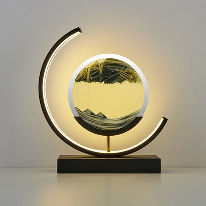 Modern acrylic LED table lamp | Unique rotating sand art bedside light 11