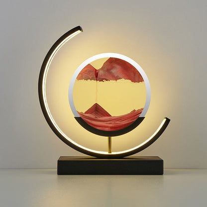 Modern acrylic LED table lamp | Unique rotating sand art bedside light 12