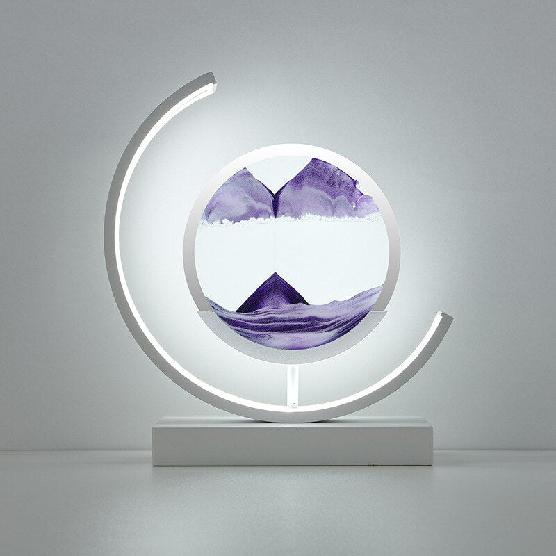 Modern acrylic LED table lamp | Unique rotating sand art bedside light 13