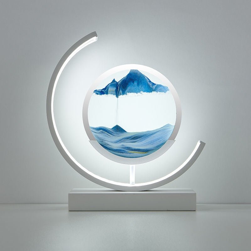 Modern acrylic LED table lamp | Unique rotating sand art bedside light 14